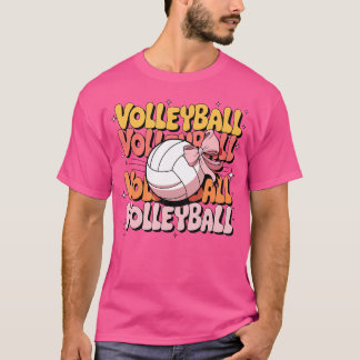 Groovy Volleybal Coquette Bow Volleybal Lover Vo T-shirt