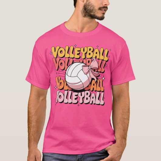 Groovy Volleybal Coquette Bow Volleybal Lover Vo T-shirt (Voorkant)