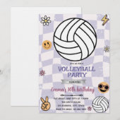 Groovy volleybal feest uitnodiging (Voorkant / Achterkant)