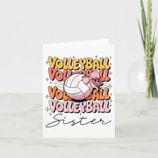 Groovy Volleybal Zuster Coquette Bow Volleybal Kaart (Voorkant)