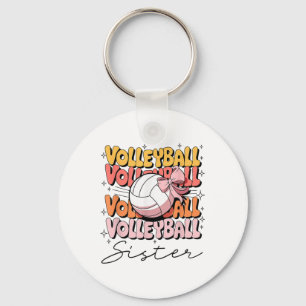 Groovy Volleybal Zuster Coquette Bow Volleybal Sleutelhanger