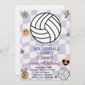 Groovy volleyball party invitation kaart (Voorkant / Achterkant)