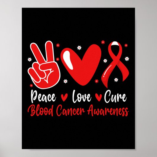 Groovy Vrede Liefde Genees Bloedkanker Bewustzijn Poster (Voorkant)