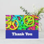 Groovy Vrede Tekens Rainbow Patroon Bruiloft Bedankkaart (Staand voorkant)