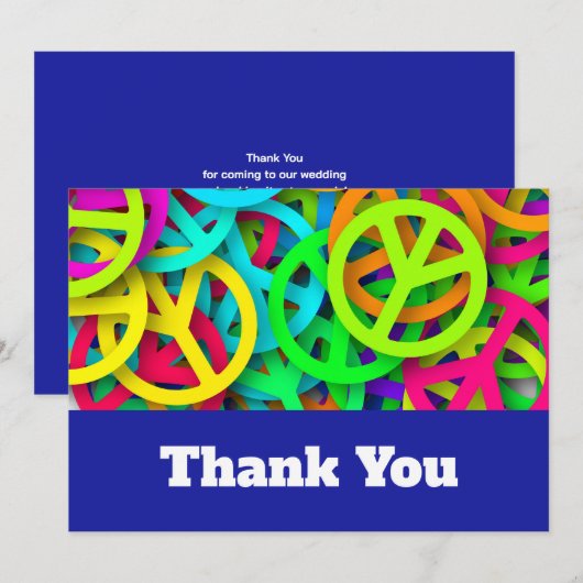 Groovy Vrede Tekens Rainbow Patroon Bruiloft Bedankkaart (Voorkant / Achterkant)