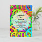Groovy Vrede Tekens Rainbow Patroon Bruiloft Kaart (Staand voorkant)