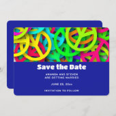 Groovy Vrede Tekens Rainbow Patroon Bruiloft Save The Date (Voorkant / Achterkant)