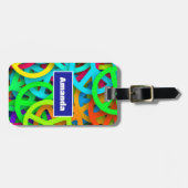 Groovy Vrede Tekens Regenboog Patroon Bagagelabel (Voorkant horizontaal)