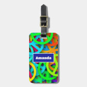 Groovy Vrede Tekens Regenboog Patroon Bagagelabel (Voorkant verticaal)