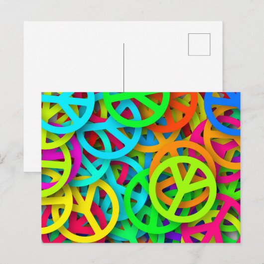 Groovy Vrede Tekens Regenboog Patroon Briefkaart (Voorkant / Achterkant)