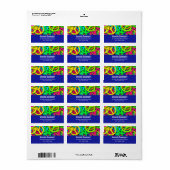 Groovy Vrede Tekens Regenboog Patroon Etiket (Full Sheet)
