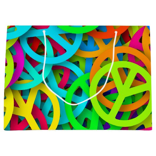 Groovy Vrede Tekens Regenboog Patroon Groot Cadeauzakje (Voorkant)