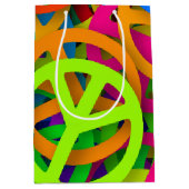 Groovy Vrede Tekens Regenboog Patroon Medium Cadeauzakje (Voorkant)