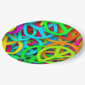 Groovy Vrede Tekens Regenboog Patroon Papieren Bordje (Gekanteld)