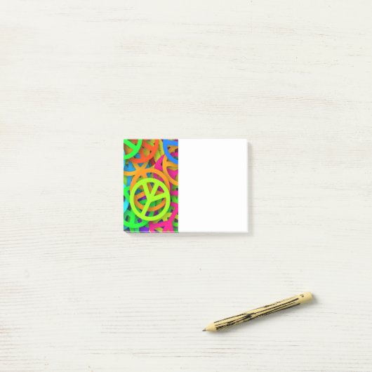 Groovy Vrede Tekens Regenboog Patroon Post-it® Notes (Op bureau)