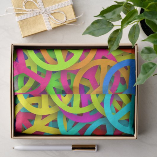 Groovy Vrede Tekens Regenboog Patroon Tissuepapier (Geschenk)