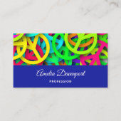 Groovy Vrede Tekens Regenboog Patroon Visitekaartje (Voorkant)