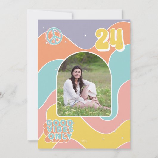 Groovy Vrede Uit Middelbare School Afstudeerfeest Kaart (Achterkant)