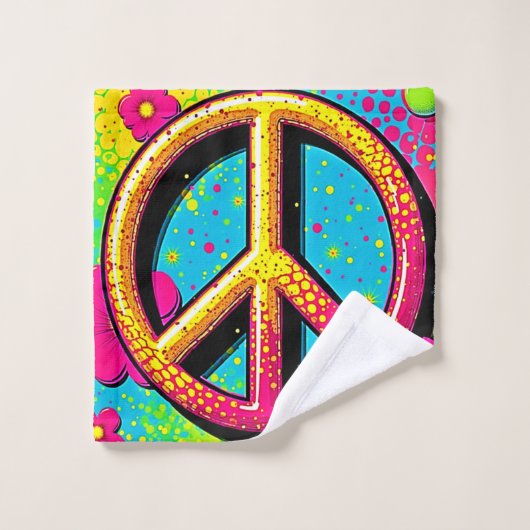 Groovy Vredesbloem Power Bad Handdoek (Wasdoekje)
