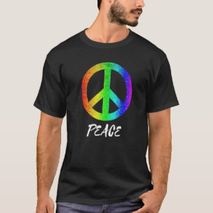 Groovy Vredesbord 70s Kleurrijke Vredessymbool Fre T-shirt