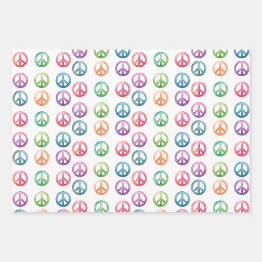 Groovy vredesborden waterverf stijl hippie liefde inpakpapier vel (Voorkant 3)