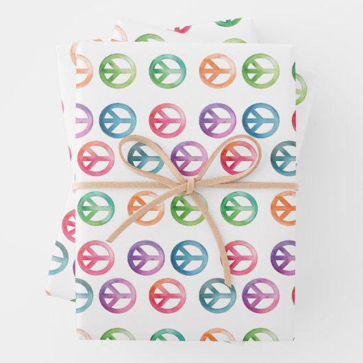 Groovy vredesborden waterverf stijl hippie liefde inpakpapier vel (In situ)