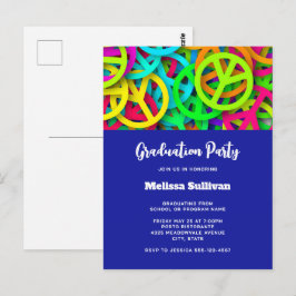 Groovy Vredestekens Regenboogpatroon Afstuderen Briefkaart