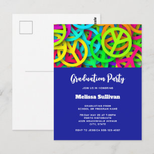 Groovy Vredestekens Regenboogpatroon Afstuderen Briefkaart