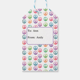 Groovy vredestekens waterverf stijl hippie liefde cadeaulabel