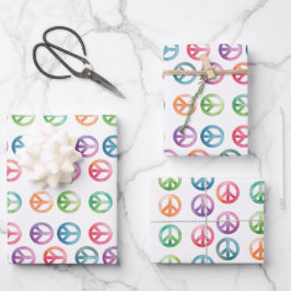 Groovy vredestekens waterverf stijl hippie liefde inpakpapier vel