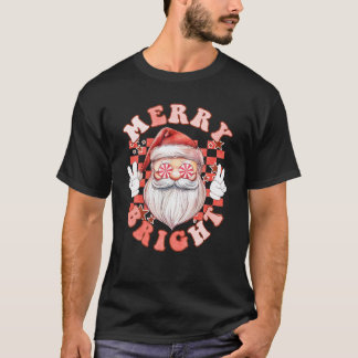 Groovy Vrolijk en Helder Grappig Santa Retro Kerst T-shirt