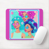 Groovy Vrouwen met Bloemen Muismat (Met muis)