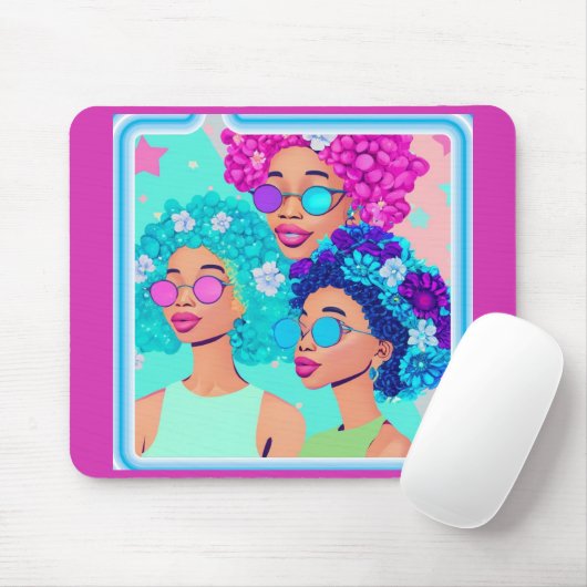 Groovy Vrouwen met Bloemen Muismat (Met muis)