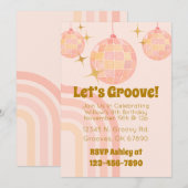 Groovy Waterverf Disco Verjaardagsuitnodiging Kaart (Voorkant / Achterkant)
