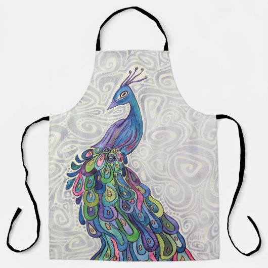 Groovy Waterverf Peacock Bird Art Schort (Voorkant)