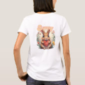 Groovy Waterverf schattig konijntje met rood hart T-shirt (Achterkant)