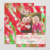 Groovy Waterverf Tie Dye Modern Boho Hippie Foto Feestdagenkaart (Voorkant / Achterkant)