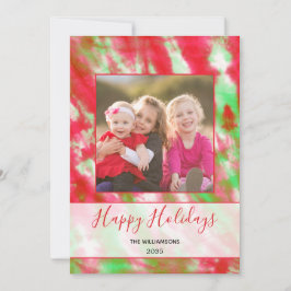 Groovy Waterverf Tie Dye Modern Boho Hippie Foto Feestdagenkaart