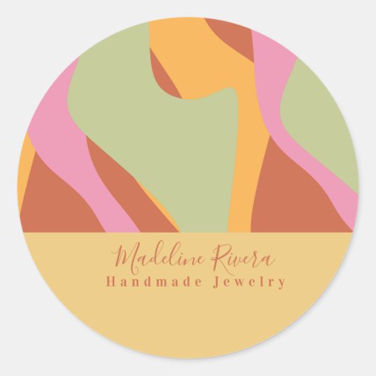 Groovy Waves Handmade Ambachtelijke Verpakking  Ronde Sticker (Voorkant)