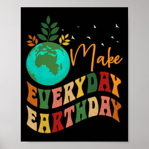Groovy Wavy Milieubewustzijn Earth Day April Poster
