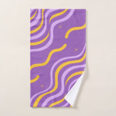 Groovy Wavy Stripe Paarse Gele Abstracte Lente Bad Handdoek (Handdoek)