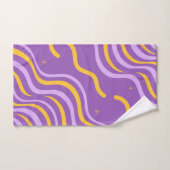 Groovy Wavy Stripe Paarse Gele Abstracte Lente Bad Handdoek (Handdoek)