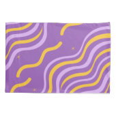 Groovy Wavy Stripe Paarse Gele Abstracte Lente Kussensloop (Achterkant)
