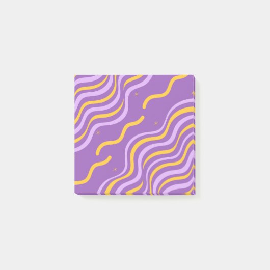 Groovy Wavy Stripe Paarse Gele Abstracte Lente Post-it® Notes (Voorkant)