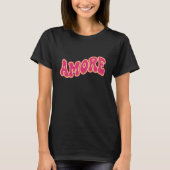 Groovy Wavy Text AMORE Retro 70s Valentine  T-shirt (Voorkant)