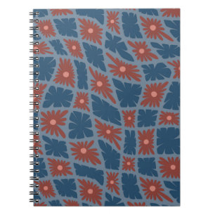 Groovy Wavy Trippy 60s Bloem Controles Blauw Rood Notitieboek
