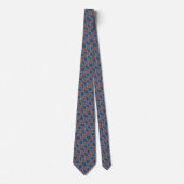 Groovy Wavy Trippy 60s Bloem Controles Blauw Rood Stropdas (Voorkant)