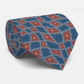 Groovy Wavy Trippy 60s Bloem Controles Blauw Rood Stropdas (Opgerold)