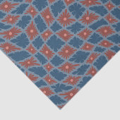 Groovy Wavy Trippy 60s Bloem Controles Blauw Rood Tissuepapier (Detail)