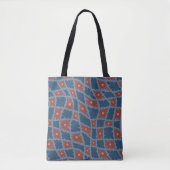 Groovy Wavy Trippy 60s Bloem Controles Blauw Rood Tote Bag (Voorkant)